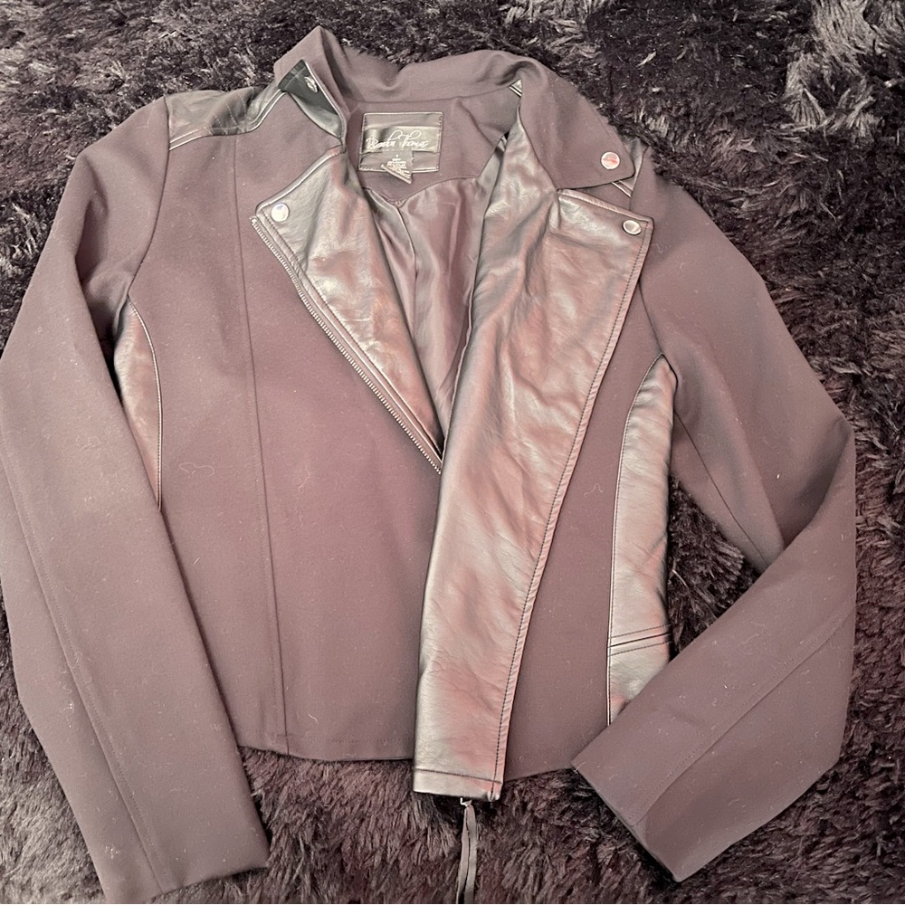 black leather jacket